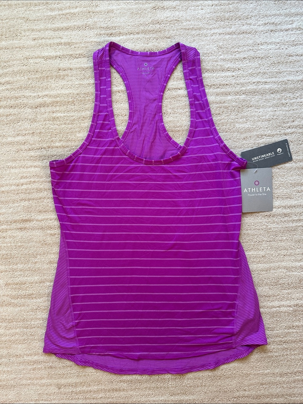 NWT ATHLETA Chi Tank Top Varied Jazz Stripe Purple Size Small - Picture 3 of 15